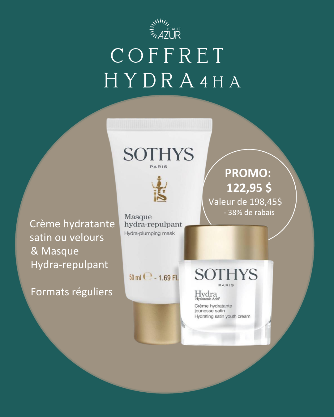 Coffret crème hydratante jeunesse et masque hydra-repulpant