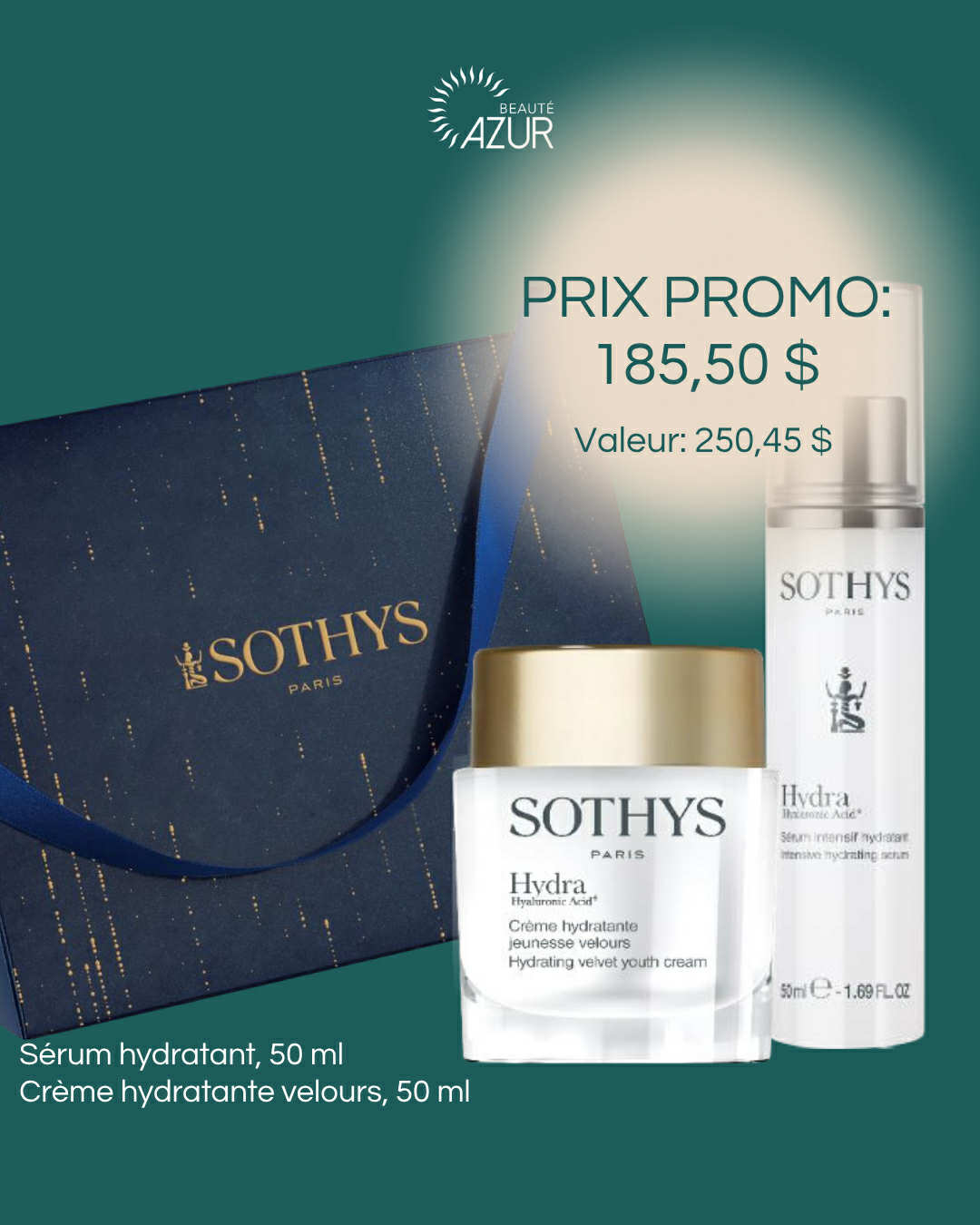 Coffret crème hydratante jeunesse velours et sérum intensif hydratant